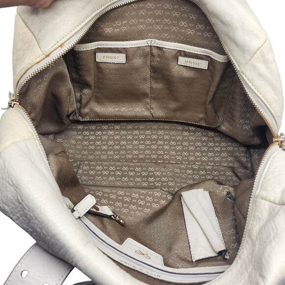 Anya Hindmarch Mini Boston Bag White Cream Gold Studded Top Handle Leather - Picture 7 of 14